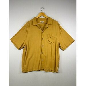 Boho Coastal Banks Journal Mens XXL Mustard Yellow Linen Blend Camp Shirt